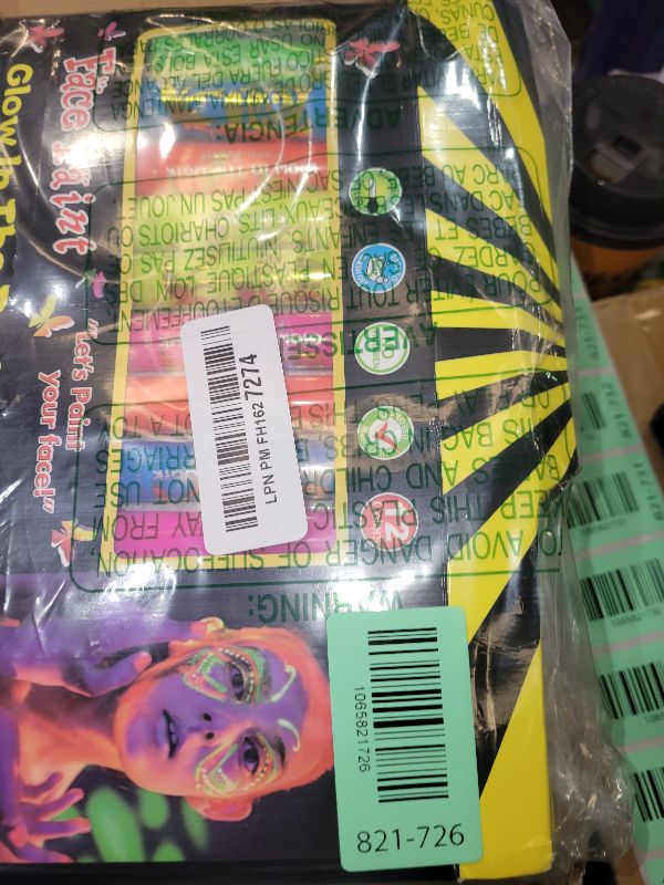 Photo 1 of 12 PCS Glow Face Body Paint, Glow In The Dark Under UV Black Light Sticks Makeup Neon Face Painting Kits for Adult Halloween Festival Accessory Glow Party Supplies