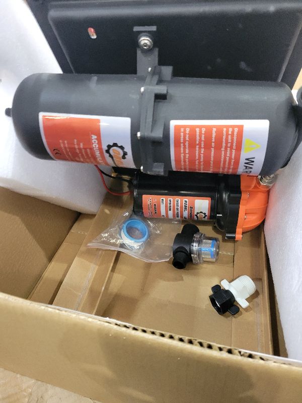 Photo 1 of 12V DC RV Fresh Water Pump, 7.0GPM 75PSI, Five Chamber Self-Priming Diaphragm Pump, with 1L Pressure Tank