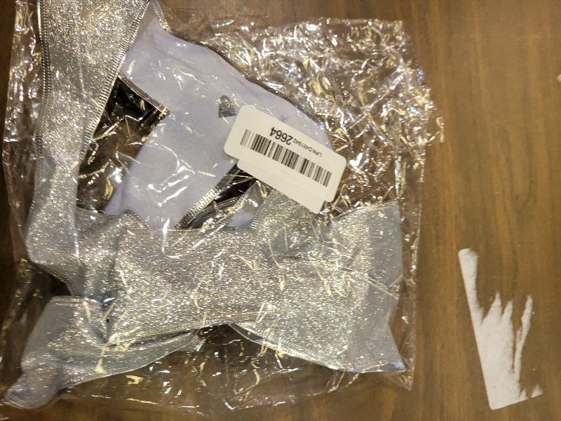 Photo 1 of 16 Inch Christmas Bow Large, Silver Glitter Christmas Tree Topper Bow for Outdoor Christmas Decor, All-Weather Xmas Door Bow with Gold Edge for Home Decor