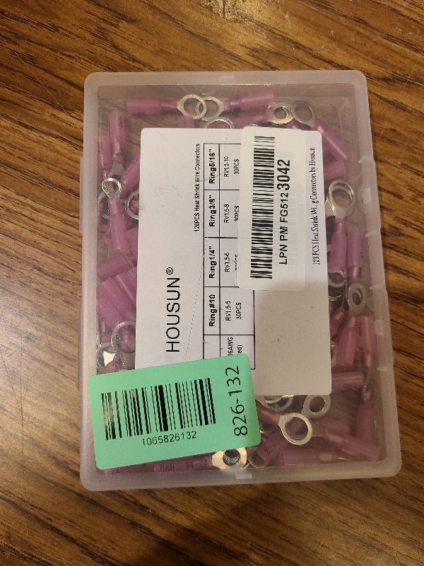 View 2 of 120 PCS Heat Shrink Wire Connectors, 22 20 18 16 AWG Ring Terminals, 22 20 18 16 Gauge Automotive Marine Ring Connectors by Housun