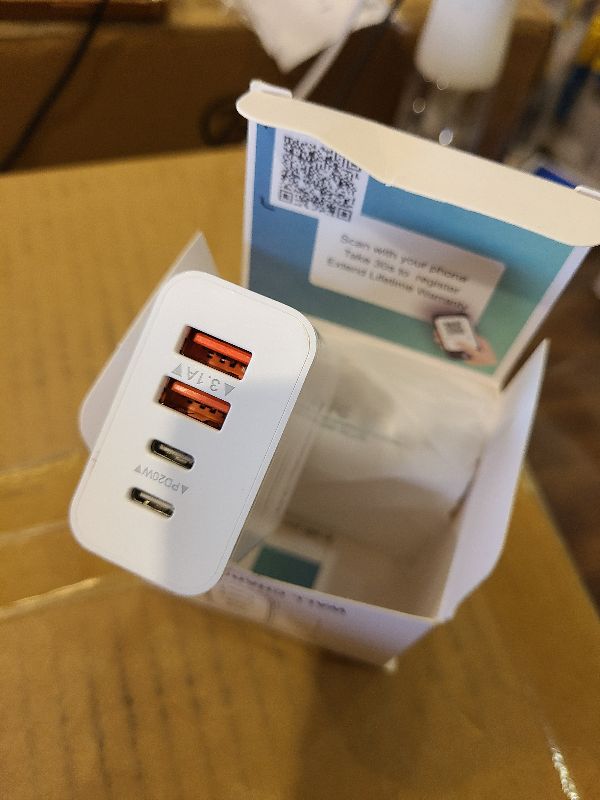 Photo 1 of [2-Pack] USB C Wall Charger, 40W 4-Port Fast Charging Block USB C Charger Dual USBC Power Adapter + QC Wall Plug Multiport Brick Type C Block for iPhone 17 16 15 14 13 12 11 Pro Max, iPad, Samsung