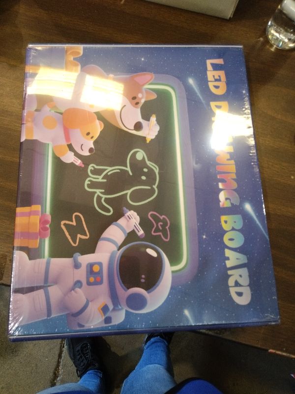Photo 1 of 16" LumiBoard LED Drawing Board for Kids - 7 Colors & 10 Modes Rechargeable Acrylic LED Note Board with 7 Markers Cleaning Kit, Sketching & Birthday Gifts for Kids/Girls/Teens