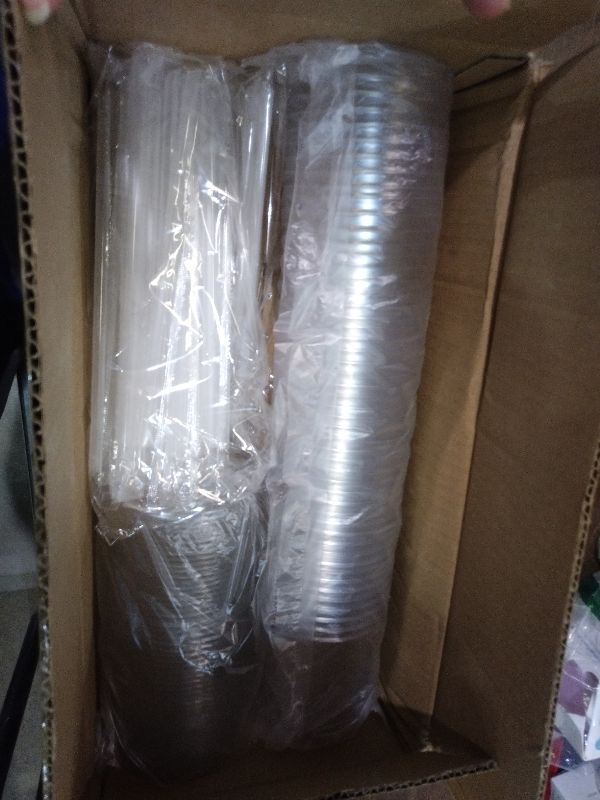 Photo 1 of 12 oz Clear Plastic Cups with Lids and Straws, Disposable Plastic Coffee Cups with Lids for Iced Coffee, Cold Beverages, Smoothies, Coffee Shops, TO-GO Drinking, Party, Christmas, 50 Sets