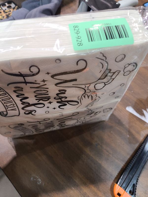 Photo 1 of 100 Pcs Disposable Hand Towels for Bathroom Paper Towels for Guests 3 Ply Wash Your Hands Bathroom Etiquette Guest Napkins for Powder Room Wedding Birthday Holiday Anniversary, Black White