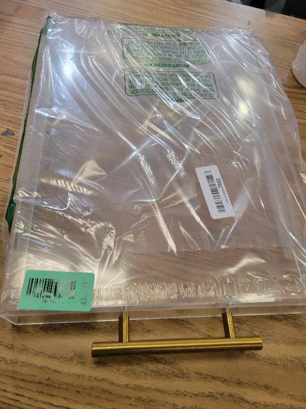 Photo 1 of 12"x16" Clear Acrylic Serving Tray with Golden Handles, Sturdy Huge Capacity Acrylic Tray for Coffee, Juice, Kitchen and Desk Organizer, Storage Tray (12"x16")