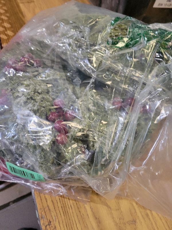 Photo 1 of 12 Pcs Small Christmas Norfolk Wreaths 15 Inch Christmas Kitchen Cabinet Mini Wreath Real Touch with Bow Ribbon Cedar Red Berry for Xmas Front Door Window Chair Fireplace Table Pillar Farmhouse Decor