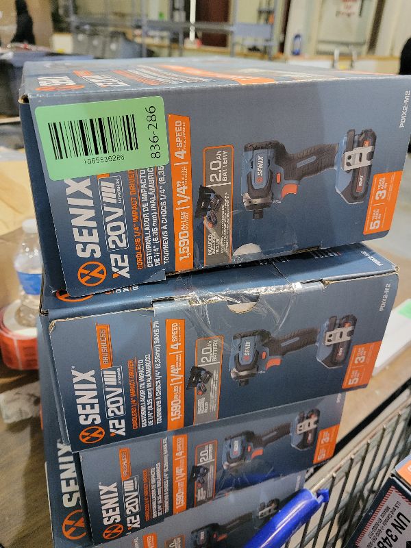 Photo 1 of SENIX X2 20 Volt Max* 3/8-Inch Cordless Impact Wrench, Brushless Motor, 365 Foot-Pounds of Max Torque, 4-Speed, Includes Storage Bag, Battery and Charger Included (PDWX2-M11)