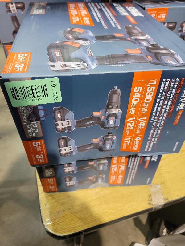 Photo 1 of SENIX X2 20 Volt Max* 2-Piece Cordless Power Tool Kit with Battery Powered 1/2-Inch Drill Driver and 1/4-Inch Impact Driver, Includes Storage Bag, 2 2.0 Ah Batteries & Charger (S2K2B2-01)