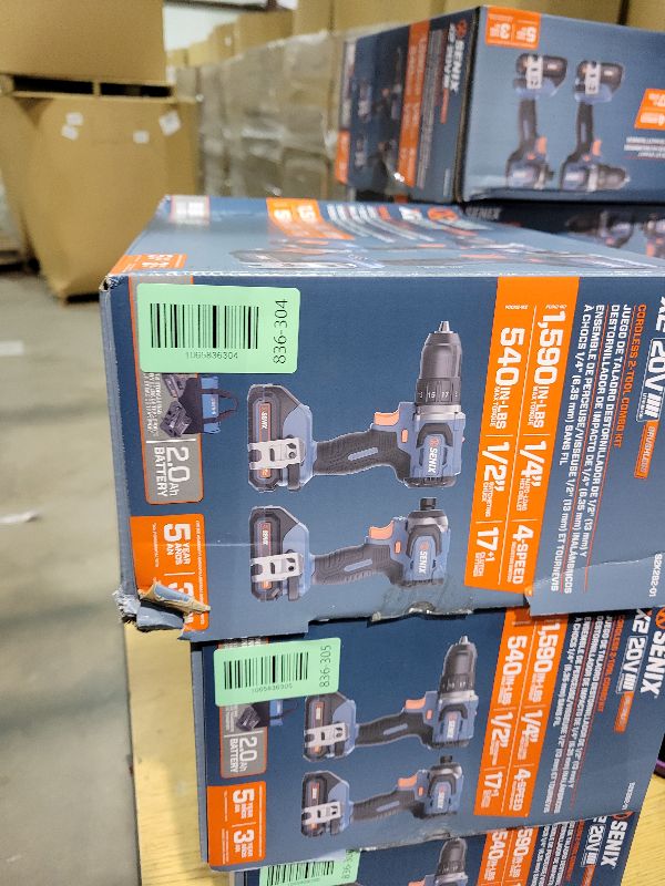 Photo 1 of SENIX X2 20 Volt Max* 2-Piece Cordless Power Tool Kit with Battery Powered 1/2-Inch Drill Driver and 1/4-Inch Impact Driver, Includes Storage Bag, 2 2.0 Ah Batteries & Charger (S2K2B2-01)