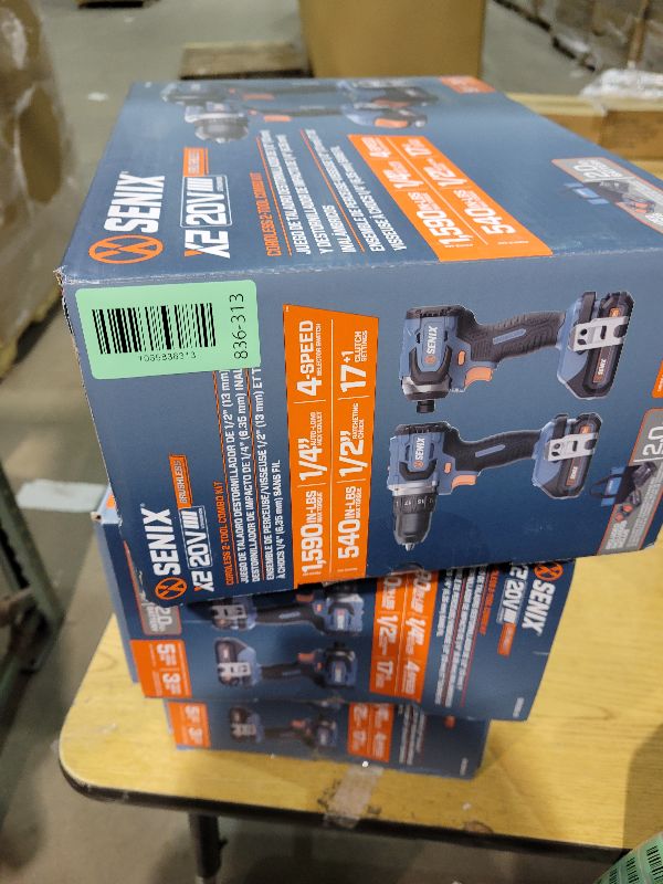 Photo 1 of SENIX X2 20 Volt Max* 2-Piece Cordless Power Tool Kit with Battery Powered 1/2-Inch Drill Driver and 1/4-Inch Impact Driver, Includes Storage Bag, 2 2.0 Ah Batteries & Charger (S2K2B2-01)