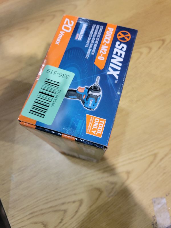 Photo 1 of SENIX PDIX2-M2-0 20 Volt Max* X2 1/4-Inch Cordless Impact Driver, 4-Speed Battery Screwdriver with Brushless Motor and LED Light, 130 Foot-Pounds of Max Torque, Tool Only, Battery Not Included