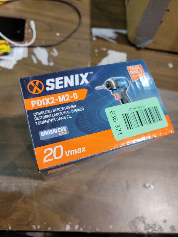 Photo 1 of SENIX PDIX2-M2-0 20 Volt Max* X2 1/4-Inch Cordless Impact Driver, 4-Speed Battery Screwdriver with Brushless Motor and LED Light, 130 Foot-Pounds of Max Torque, Tool Only, Battery Not Included