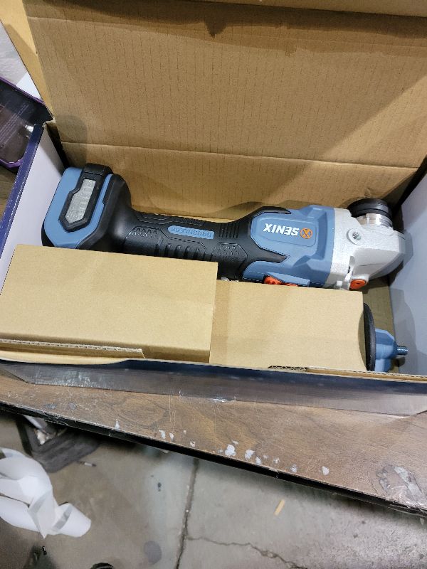 Photo 1 of SENIX PAX2125-M2-0 X2 20 Volt Max* 5-Inch Brushless Angle Grinder Tool, 8500 RPM Max, 3-Position Auxiliary Handle, Spring-Loaded Safety Slide Switch, Tool Only, Battery Not Included