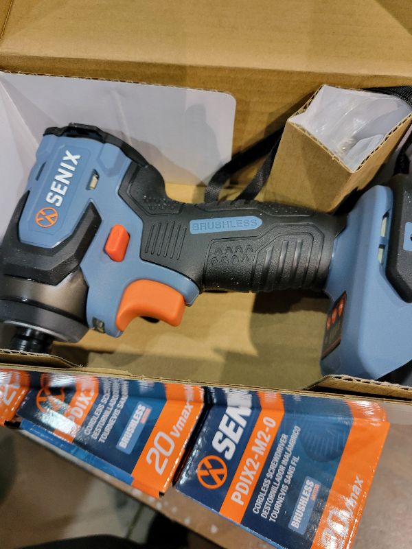 Photo 1 of SENIX PDIX2-M2-0 20 Volt Max* X2 1/4-Inch Cordless Impact Driver, 4-Speed Battery Screwdriver with Brushless Motor and LED Light, 130 Foot-Pounds of Max Torque, Tool Only, Battery Not Included