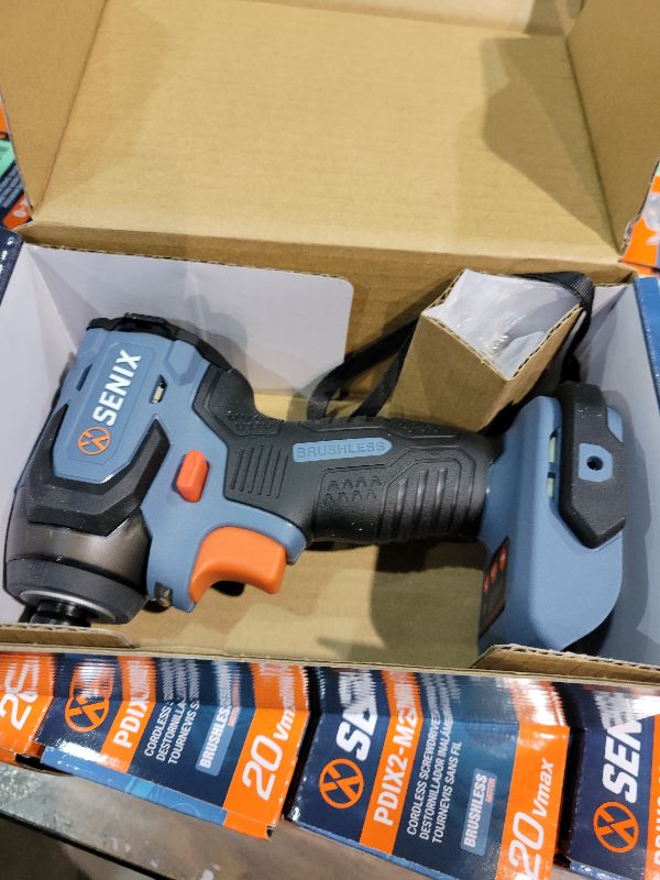 Photo 1 of SENIX PDIX2-M2-0 20 Volt Max* X2 1/4-Inch Cordless Impact Driver, 4-Speed Battery Screwdriver with Brushless Motor and LED Light, 130 Foot-Pounds of Max Torque, Tool Only, Battery Not Included