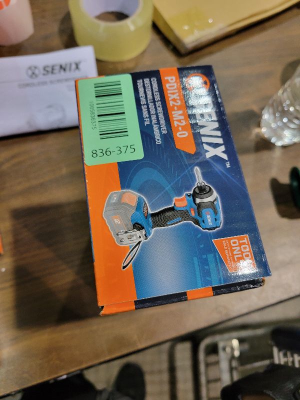 Photo 1 of SENIX PDIX2-M2-0 20 Volt Max* X2 1/4-Inch Cordless Impact Driver, 4-Speed Battery Screwdriver with Brushless Motor and LED Light, 130 Foot-Pounds of Max Torque, Tool Only, Battery Not Included