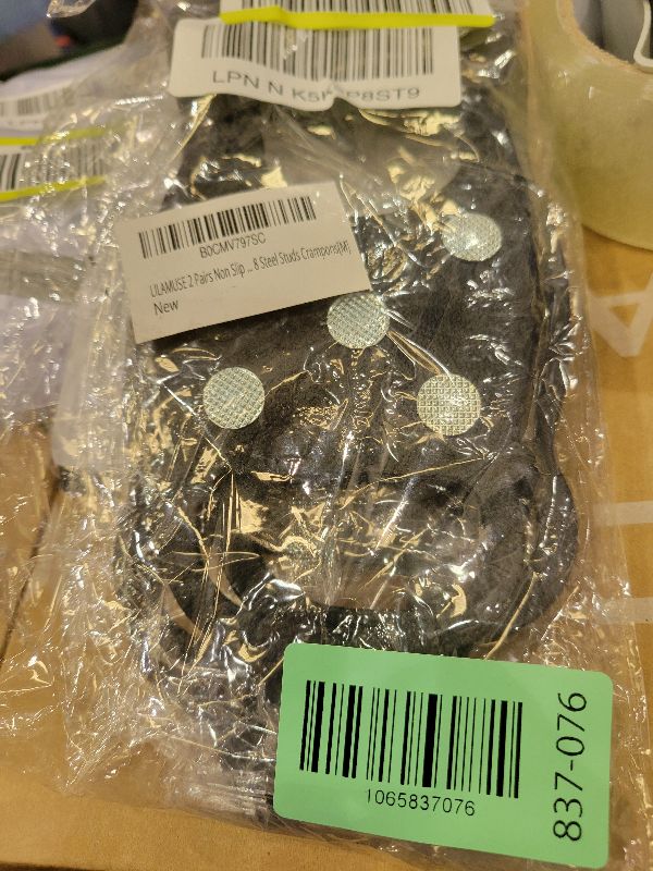 Photo 1 of 2 Pairs Non Slip Gripper Spikes for Shoes Ice Traction Cleats Walk Traction Cleat for Boots Shoe Spikes for Snow and Ice with Durable 8 Steel Studs Crampons[M]