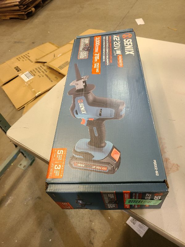 Photo 1 of SENIX PSRX2-M2-0 X2 20 Volt Max* 7/8-Inch Compact Reciprocating Saw Power Tool Set, Variable Speed, 3000 SPM Max, Tool-Less Blade Clamp, 3-Mode LED Light, Tool Only, Battery Not Included