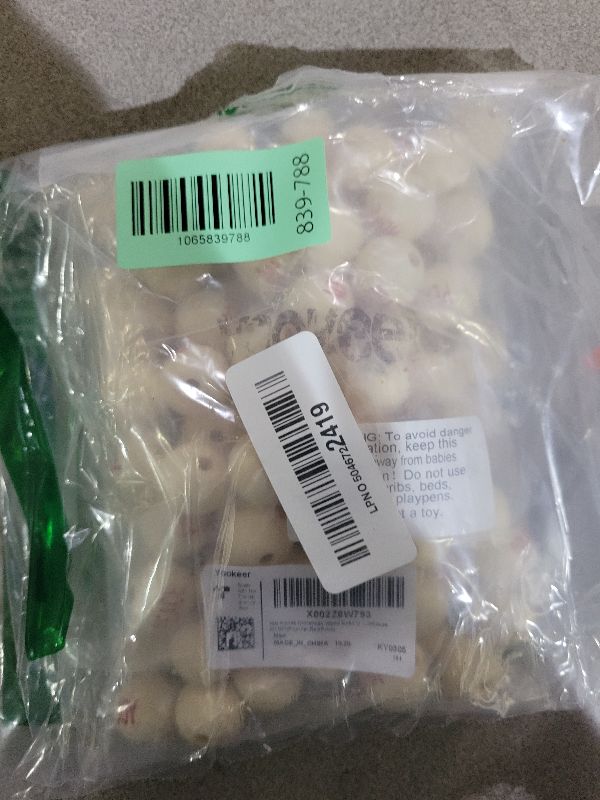 Photo 1 of 100 Pieces Christmas Wood Bead Christmas Words Sign Greeting Words Beads Wood Balls Ornament Balls Farmhouse for DIY(Popular,Red Print)