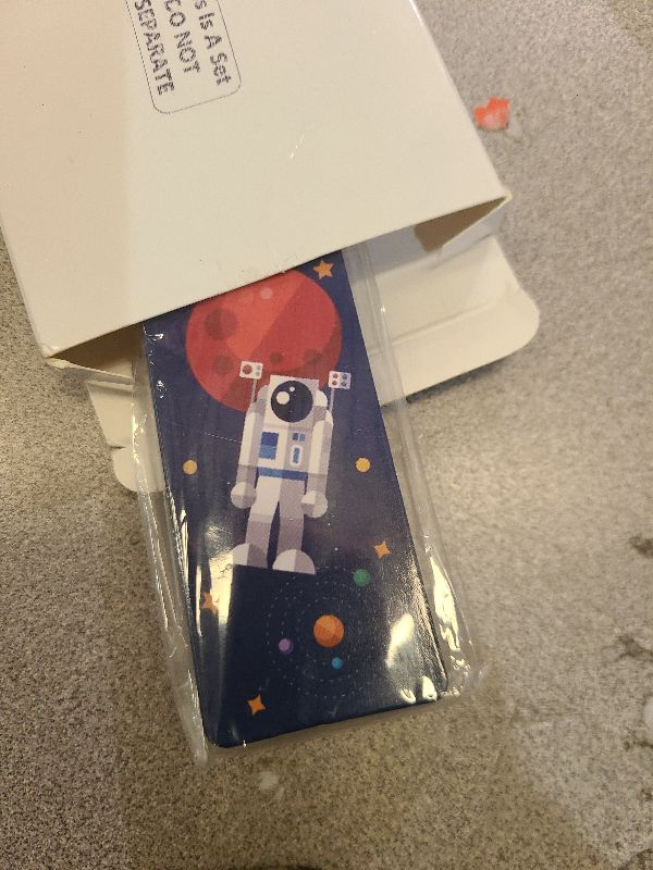 Photo 1 of 24 Pieces Space Theme Bookmarks with Metal Charms Planet Rocket Space Ship Theme Bookmarks Inspirational Quotes Cards for Valentine's Day Party Favors Gifts Encourage