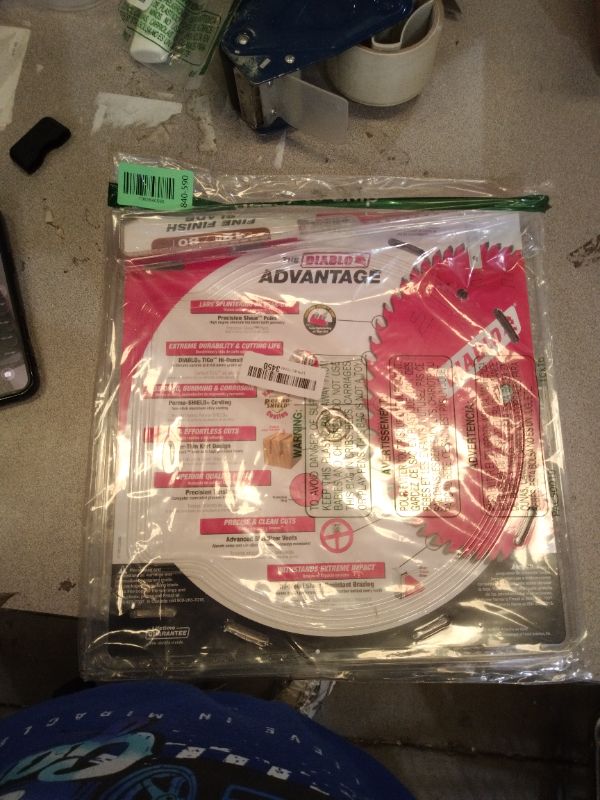 Photo 1 of 12-Inch Miter/Table Saw Blades, 100-Tooth ATB TCT Ultra Fine Finish Wood Cutting Circular Saw Blade with 1-Inch Arbor