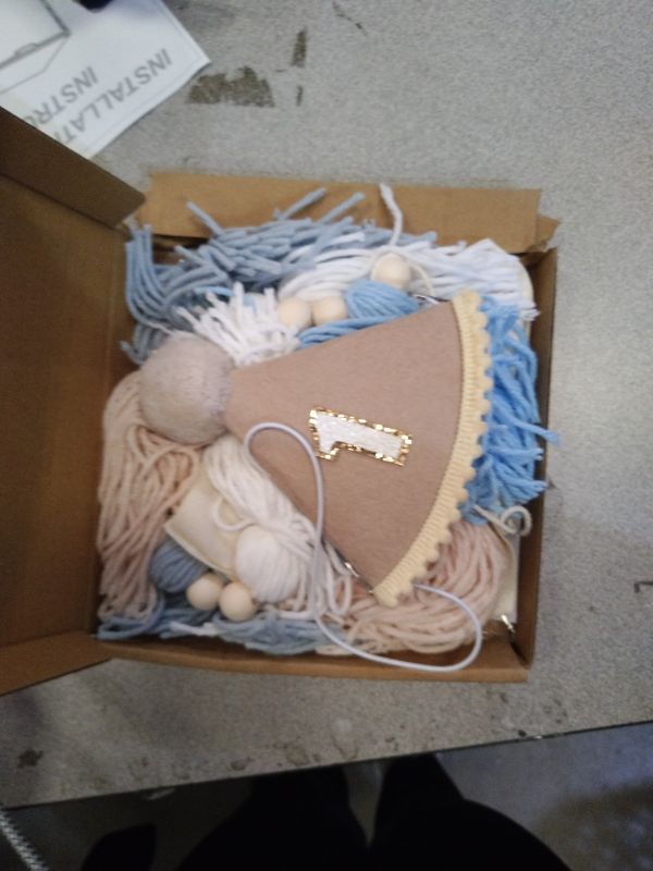 Photo 1 of 1st Birthday Decorations Boy, High Chair Banner First Birthday Decorations Boho Wood Bead Tassel, Baby 1st Party Hat with One Cake Topper