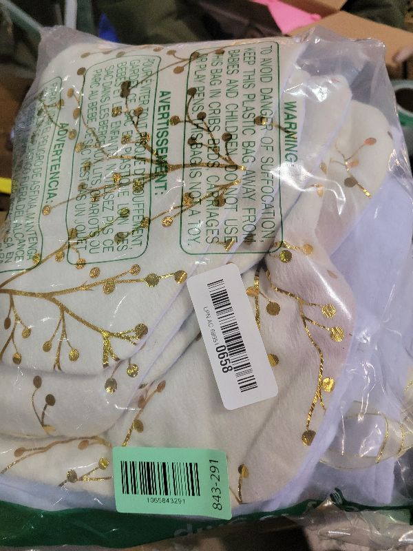 Photo 1 of 12PCS Bulk Christmas Stockings,20"Large Gold&White Velvet with White Plush Cuff Xmas Stocking,Felt Flannel Faux Fur Stockings with Gold Snowflakes,Thicken Christmas Stockings Bulk for Fireplace Mantel