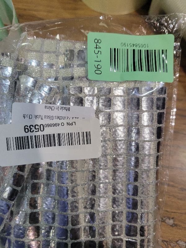 Photo 1 of 12 x 72 Inches Glitter Disco Table Runner - Retro 70s 80s Theme Decor - Silver Sequin - Bachelorette & Wedding Party Supplies