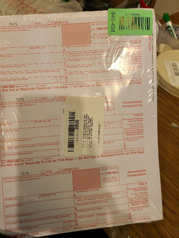 Photo 1 of 1099 NEC Tax Forms 2025 with Envelopes, 4 Part 15 Pack Tax Forms Kit and 15 Self-Seal Envelopes –Great for QuickBooks and Accounting Software, Value Pack for Business - Made in The USA - 15-Pack