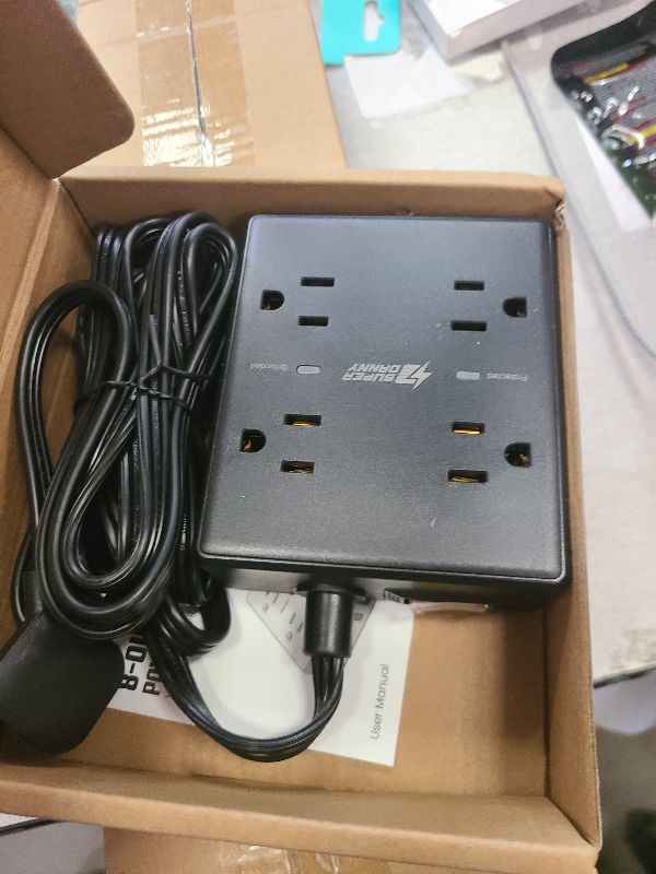 Photo 1 of 10Ft Extension Cord with Multiple Outlets, Flat Plug Power Strip Surge Protector with 10 Ft Long Cord, 8 Outlet 4 USB Ports (2 USB C), Multi Outlet Wall Plug for Office, College, Dorm Room Essentials