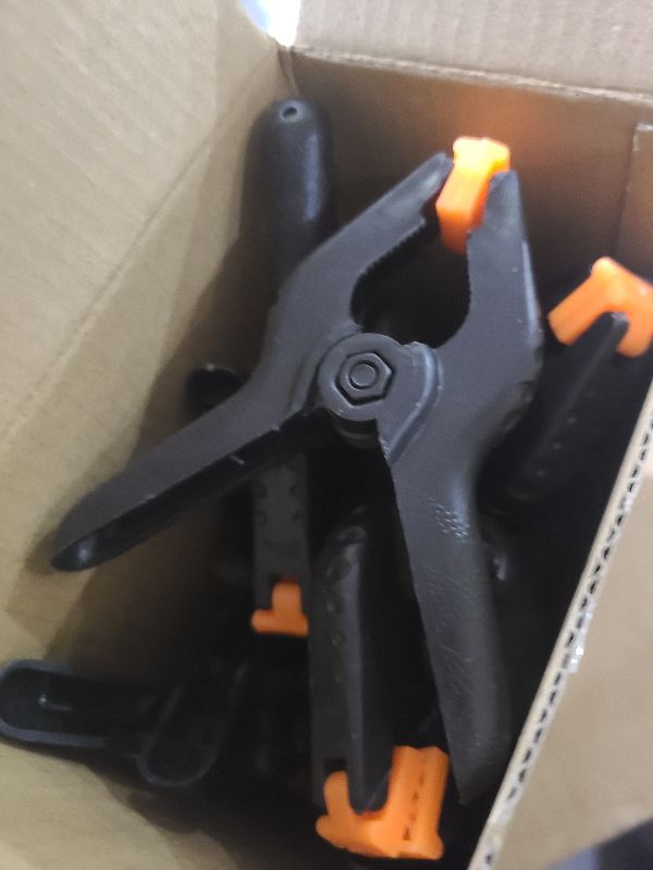 Photo 1 of 12 Pack Plastic Spring Clamps, 3.5inch Small Heavy Duty Clips for Crafts, Backdrop Stand, Woodworking, Photography Studios (Black)