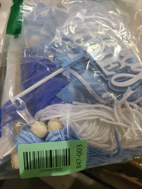 Photo 1 of 1/2 Birthday Boy Half Birthday Decorations – 4PCS Blue 6 Month Party Set with 1/2 Way to One Banner, Halfway High Chair Banner, Cake Topper and Hat for 6 Month Baby Boy Photo Shoot Decor