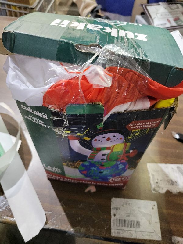 Photo 1 of 12FT Giant Christmas Inflatables Snowman Decorations Built-in Music Box & 360° Rotation 3-Colored LEDs Huge Christmas Inflatable Large Tall Snowman Christmas Blow Ups Decoration Outdoor Xmas New Year