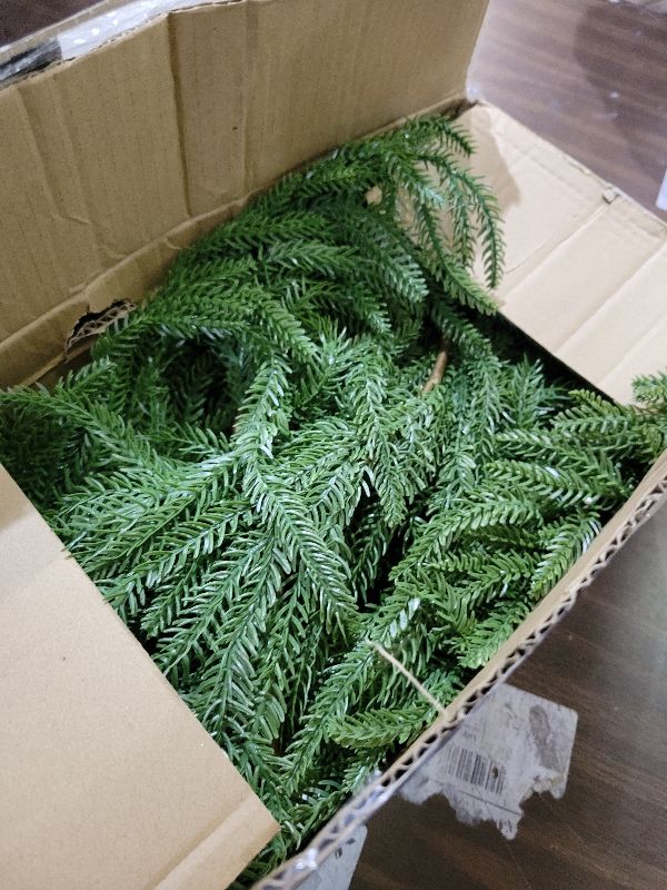 Photo 1 of 12FT(2 * 6FT) Christmas Norfolk Pine Garlands, Winter Decor Real Touch Pine Garland, Artificial Greenery Xmas Garland for Holiday, Table, Wall, Fireplace, Mantel, Indoor & Outdoor Decoration (2 Pack)