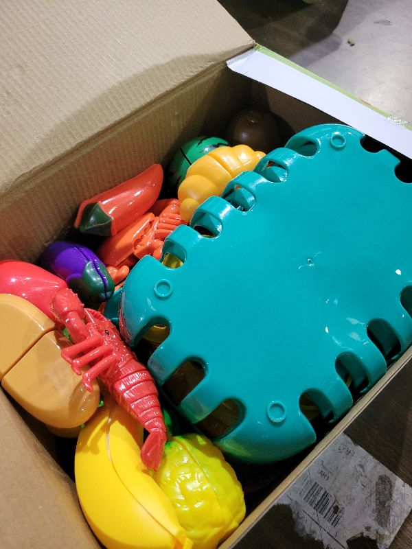 Photo 1 of 100 Pcs Play Food Set for Kids Kitchen, Pretend Food Toy for Toddlers Age 1-3, Plastics Cutting Fake Food/ Fruit/ Vegetable Accessories with 2 Baskets, Birthday Gifts for 2 3 4 5 Years Old Boys Girls