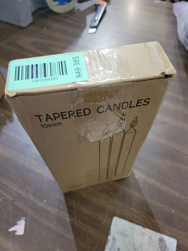 Photo 1 of 12 Pack Ivory Taper Candles 10 inch - Taper Candles Dripless, Smokeless, Unscented - 8 Hours Long Burning - Hand Poured Tall Candlesticks - Perfect for Home Decor, Weddings, and Special Occasions
