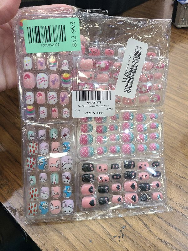 Photo 1 of  Press On Nails for Kids Children Fake Nails for Girls Artificial Kids Press on Nails Full Cover Short Acrylic Stick On Nails False Nail Tips Kit for Girls Nail Art Decoration