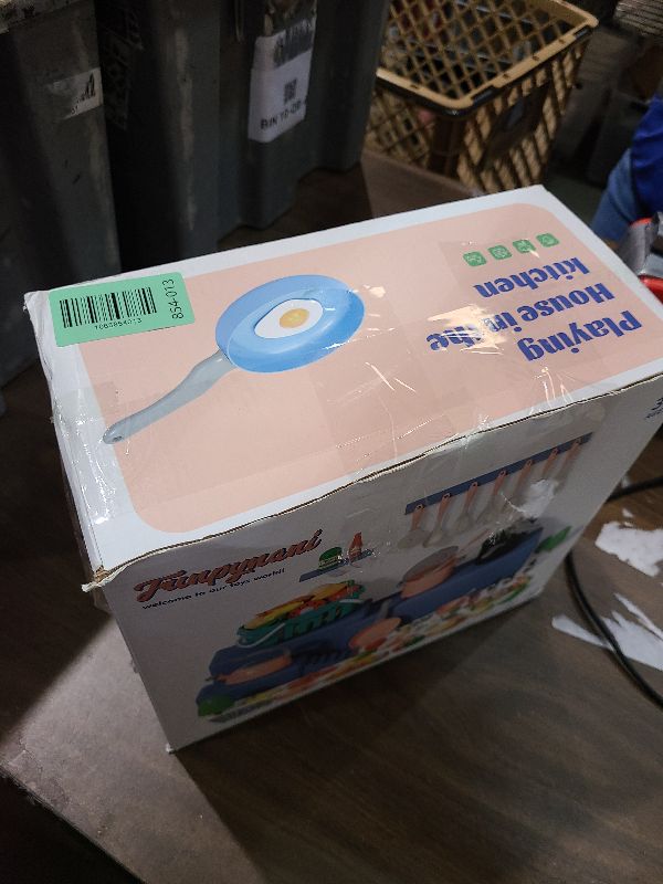 Photo 1 of 130Pcs Kitchen Playset, Toddler Pretend Cooking Play Pots, Pans, Utensils Cookware, Daily Food Fruit Veges, Shopping Storage Basket, Dessert, Prop Money, Learning Gift for Child (Blue)