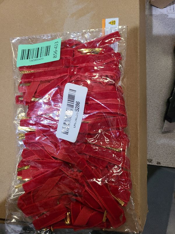 Photo 1 of 24 Pcs Valentine's Day Bows Decorations, Bows for Wine Glass Candle Holder, Red Velvet Valentines Day Ornaments for Valentine's Day Wedding Holiday Mother's Day