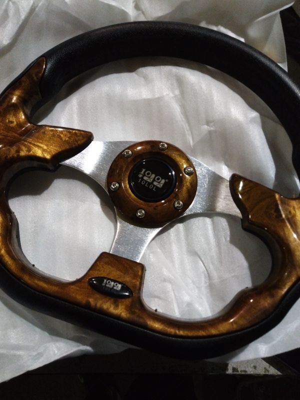 Photo 1 of 10L0L Golf Cart Steering Wheel for Yamaha, EZGO TXT/RXV/Valor, Club Car DS/Precedent/Onward/Tempo Golf Carts (Brown)