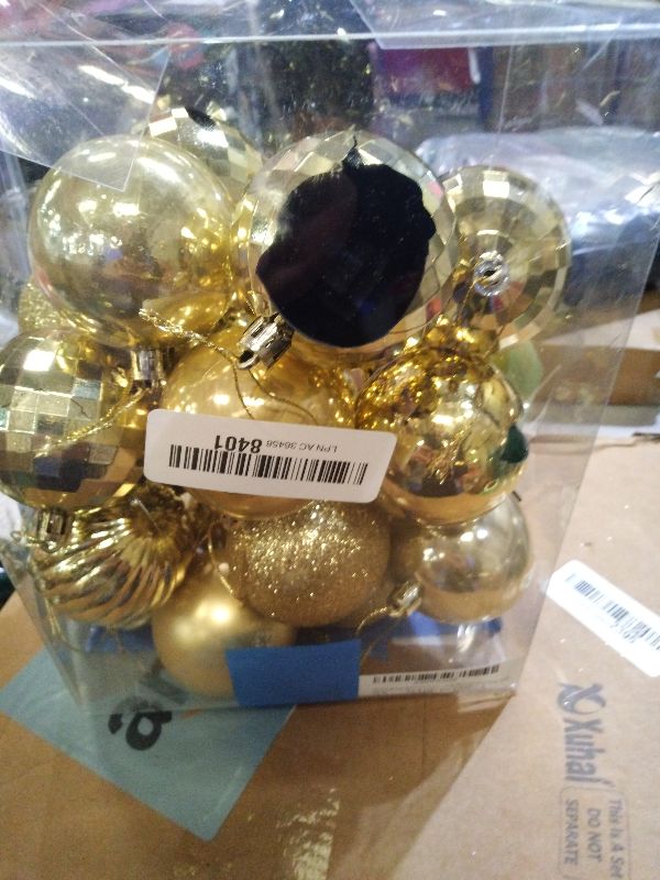 View 2 of 24ct Christmas Balls Ornaments, 2.36 Inch Christmas Tree Balls Ornaments, Decorative Baubles Decorations for Xmas Tree Decor Holiday Party, Gold