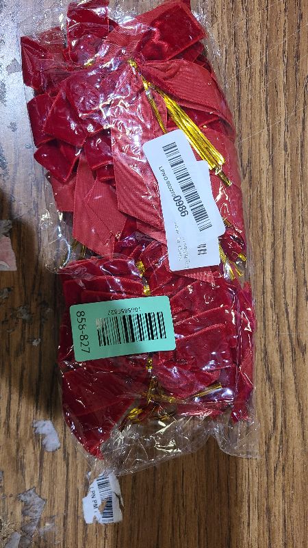 Photo 1 of 24 Pcs Red Small Velvet Christmas Bows for Christmas Tree Decorations, 3.5 Inch Xmas Velvet Ribbon Bow Ornaments for Christmas Farmhouse Tree Wreath Garland DIY Craft Gift Wrapping Decorative, 1" W