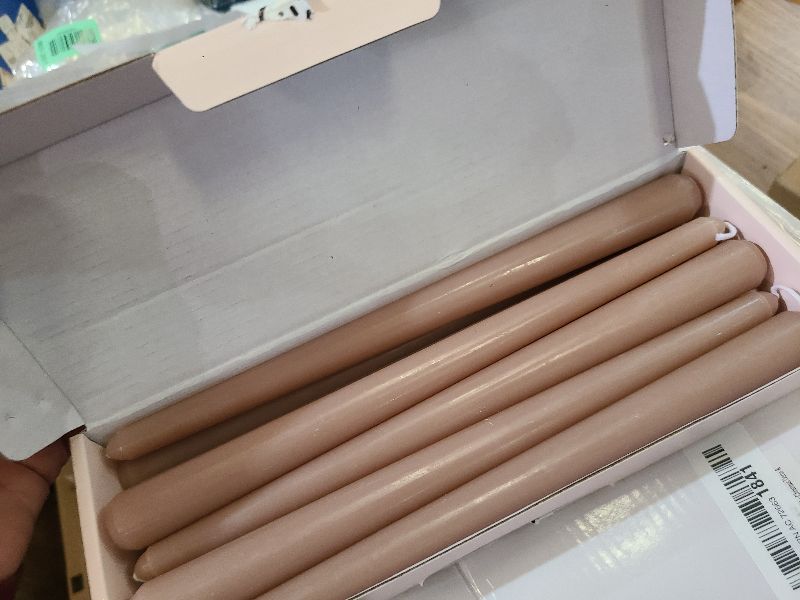 Photo 1 of 10 Inch Light-Mocha Taper Candles for Home Decoration, 10 Pack Unscented Candlesticks for Dinner Wedding Party, Smokeless and Dripless Candle Sticks