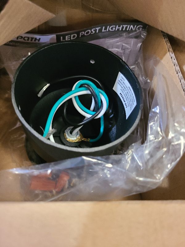 Photo 1 of -Path Led Outdoor Post Lighting Fixture, Pole Lantern, 9.5W 800 Lumens, 5000K Daylight White, Aluminum Housing Plus Glass, Matte Black Finish, 1-Pack