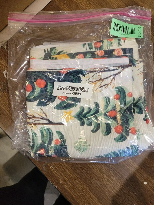 Photo 1 of ?VIV CHERBL Christmas Table Runner with Christmas Trees, Red Berries & Merry Christmas Greetings, Table Decoration for Dining Party and Home Decor,108x13 inches