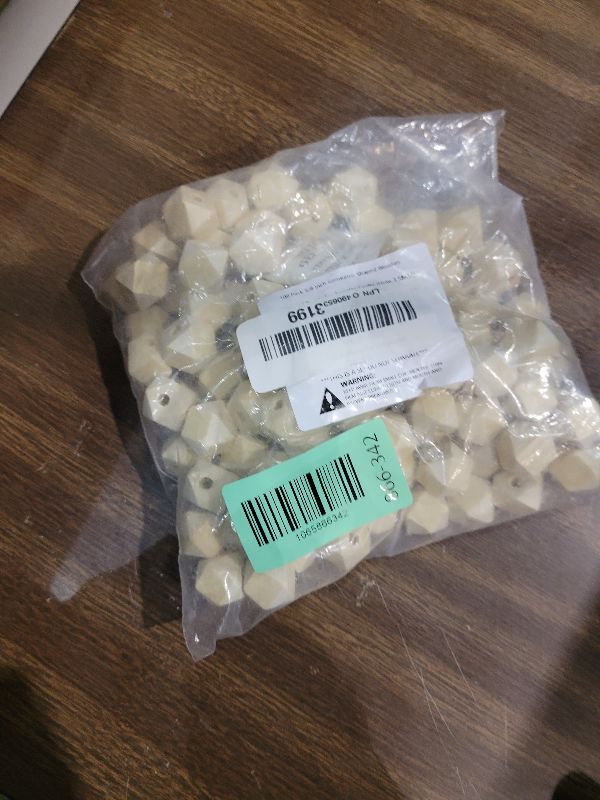 Photo 1 of 100 Pack 5/8 Inch Geometric Shaped Wooden Beads Faceted Wood Beads for Jewelry Crafts (Hole 3.5MM)
