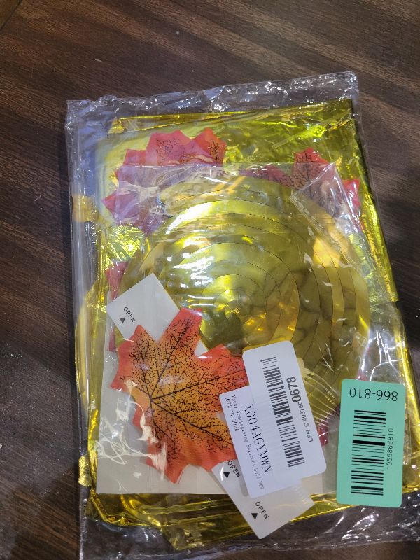 Photo 1 of 16inch Gold Happy Thanksgiving Banner Balloons, Thanksgiving Party Decorations Thanks giving Sign with Hanging Swirls Maple Leaves for Friendsgiving Thanksgivings Decor Indoor Outdoor