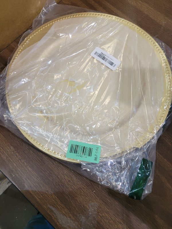 Photo 1 of 13 Inch Beaded Gold Plate Charger Set of 4