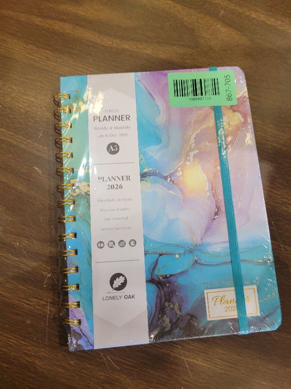 Photo 1 of 2026 Planner, A5 Weekly and Monthly Planners with Tabs, Spiral Bound Daily Calendar 2026 Planner, Agenda Organizers from Jan. to Dec., Hardcover Habit Tracker Journal 6.18" x 8.5"(Cyan Marble)