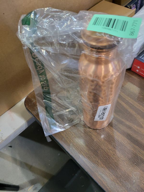 Photo 1 of 100% Copper Water Bottle - 34 oz Extra Large - Hammered Finish Pure Copper Water Bottle for Drinking - Handcrafted Ayurvedic Leak-Proof Vessel for Healthy Hydration - Premium Ocean Blue Gift Box